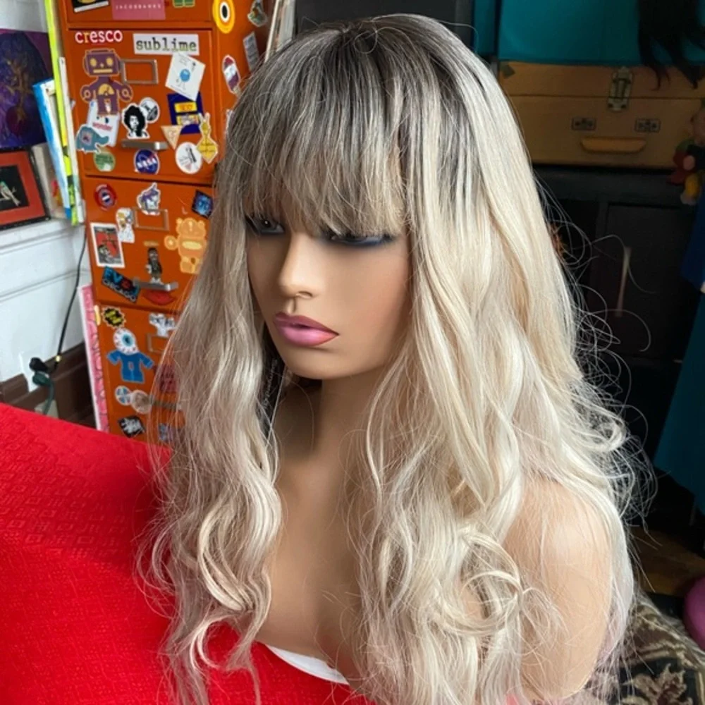LAST ONE Ombre rooted blonde wig with bangs
